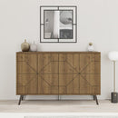 Madia Credenza Design Geometrico Moderno 123x77 cm con 4 Ante in Legno Rovere      
