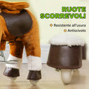 Cavallo a Dondolo per Bambini 3+ Anni 70x28x70 cm con Suoni Realistici e Pedale in Poliestere e PP Marrone      