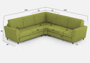 Divano Angolare 5 Posti 228x228x85 cm Yasel in Tessuto Verde