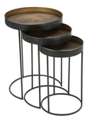 Tavolinetti Alti Bascket Botis Set 3 Pz Ø42,5x60-35,5x54-30,5x49 cm in Ferro Nero