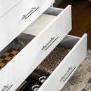 Cassettiera 4 Cassetti 112x38,2x81 cm in Legno con Maniglie in Metallo Bianco   