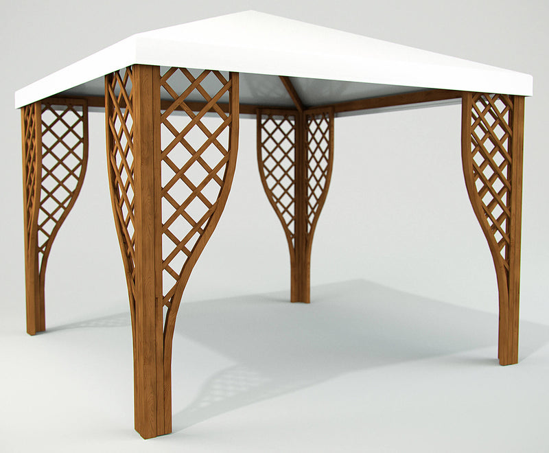 Gazebo da Giardino in Legno 3x3m con Copertura in PVC Taini Calice Pocket Noce