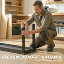 Panchina da Giardino 2 Posti 130x34x43 cm a Doghe Effetto Legno Struttura in Acciaio Grigio      