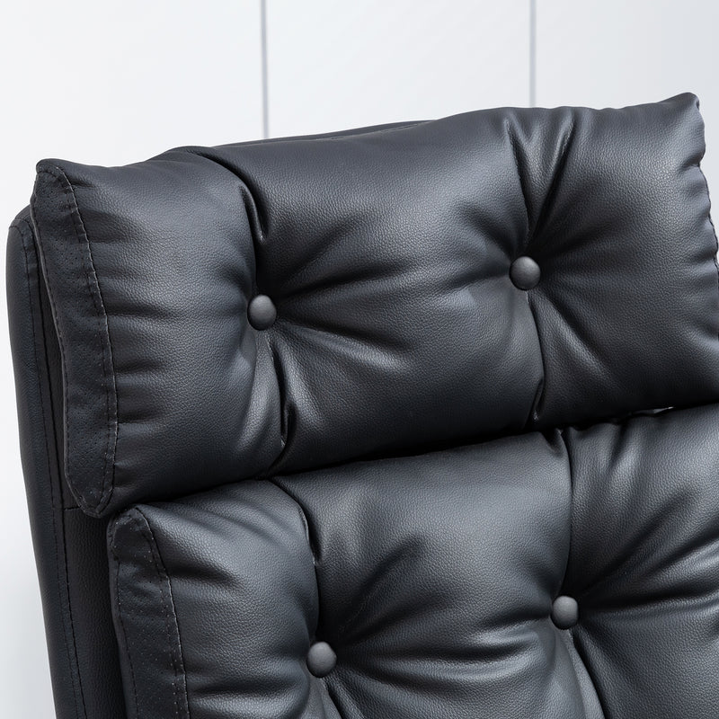 Sedia Poltrona Operativa da Ufficio Reclinabile 135° con Poggiapiedi Estraibile in Finta Pelle Nero 