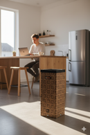 Pattumiera Per Raccolta Rifiuti 28x28xh70 cm in Cartone Con Stampa Grafica G1 Beige