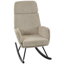 Sedia a Dondolo 67,5x94x106 cm con Schienale Alto Seduta Ampia e Gambe in Legno in Velluto a Coste Beige      