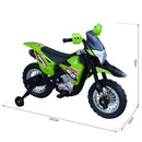Moto Motocicletta Elettrica per Bambini 6V Kidfun Motocross Enduro Verde