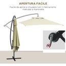 Ombrellone da Giardino Decentrato 294x193 cm con Base a Croce Beige   