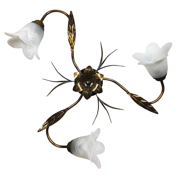 sconto Plafonnier 3xE14 Cadre Doré Marron Verre Éponge Blanc E-Energy Amelia