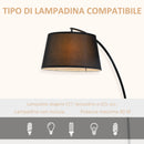 Lampada da Terra ad Arco in Metallo con Paralume in Tessuto   Nera