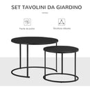 Set 2 Tavolini Bassi Sovrapponibili in Ferro Nero