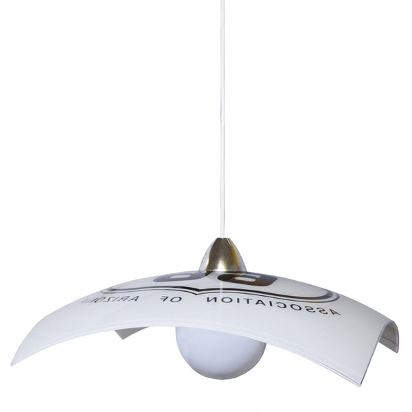 sconto Suspension 40X40 1xE27 Cadre Blanc-Chrome Plaque de Verre Route6 E-Energy Route66