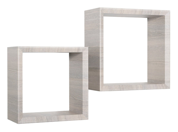 Lot de 2 Etagères Murales Cube Carrées en Panneaux de Fibres de Chêne Gris Genève acquista