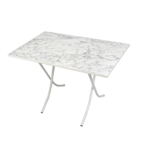 acquista Table pliante 60x90x75 cm marbre blanc et pieds blancs