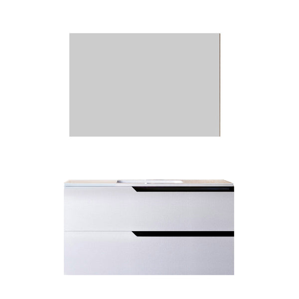 sconto Mobile bagno 80 cm Sospeso Bianco Porcellana Boston con Specchio Rettangolare Bonussi