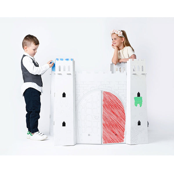 sconto Casetta per Bambini Castello in Carta da Colorare 92x76x86 cm Bianco