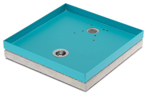 Base Portaciottolo per Fontane 40x40x8 cm in Metallo con Base in Cemento Belfer 42/BSE/10 Turchese sconto