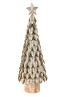 Abete in Metallo con Glitter H32 cm Oro