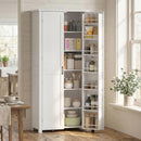 Mobile da Cucina 80x40x180 cm con Ruote 2 Ante 14 Scomparti in MDF Bianco      