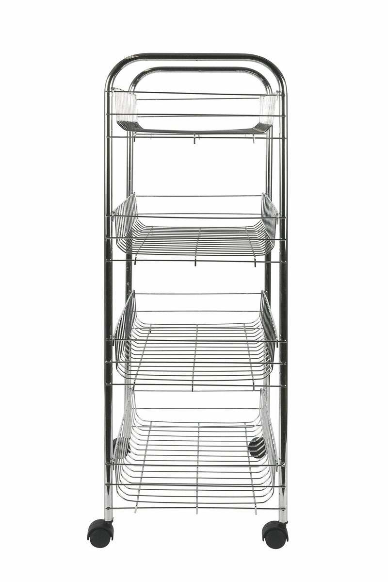 Carrello da Cucina 4 Ripiani 41x26,5x75 cm in Metallo Cromato