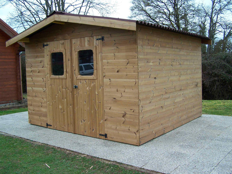 Casetta Box da Giardino 2,4x2,04 m Senza Pavimento in Legno Picea Massello 19mm Tetto a Lastre Therma