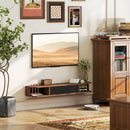Mobile Porta TV fino 50" Sospeso 120x24x16 cm con Cassetto 2 Ripiani Aperti e Foro Passacavi Noce      