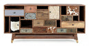 Credenza 2 Ante 11 Cassetti 160x40x75 cm in Legno Multicolore