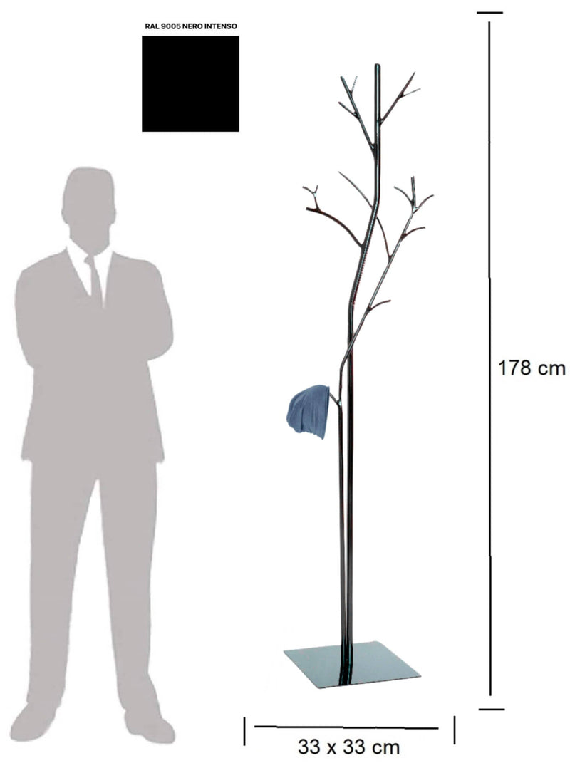 Appendiabiti da Terra 33x33x178 cm in Ferro Battuto Vasconi Platano Nero