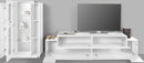 Parete Attrezzata Mobile TV e Vetrina 200x85x120,5 cm Coro Bianco Lucido/Bianco  