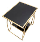 Tavolinetto Sunshine 57x46x60 cm in Ferro e Specchio Oro e Nero