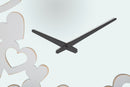 Orologio Bianco Heart Ø55x4 cm in Ferro MDF e Specchio Bianco