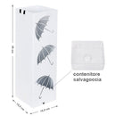 Portaombrelli in Metallo Design Quadrato Stand Bianco Vaschetta Salvagoccia