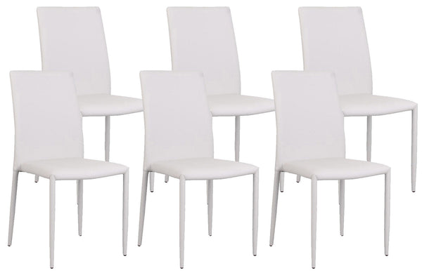 prezzo Lot de 6 Chaises 90x46x44 cm en Simili Cuir Gris Clair