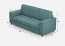 Divano 3 Posti 208x85x85 cm Marrak in Tessuto Petrolio