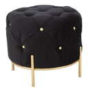 Puff Diamond Glam Nero Ø45x40 cm in Ferro e MDF e Spugna e Poliestere Nero e Oro