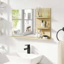 Specchio Bagno da Parete 75x10x48 cm con Mensole in Legno e Vetro Color Legno  