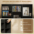 Mobile Porta CD a 9 Ripiani 100x24x175 cm con 21 Ripiani per 835 CD o 500 DVD in Truciolato Nero      