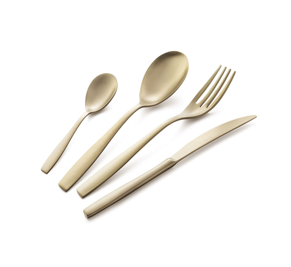 Ménagère Service 24 Pièces en Acier 18/10 Sablé PVD Eme Eleven Sablé Champagne prezzo