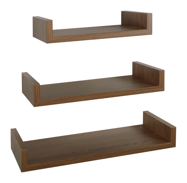 online Set 3 Mensole da Parete 60-50-40x23,7x8 cm in Fibra di Legno Calamita Maxi Rovere Tabacco