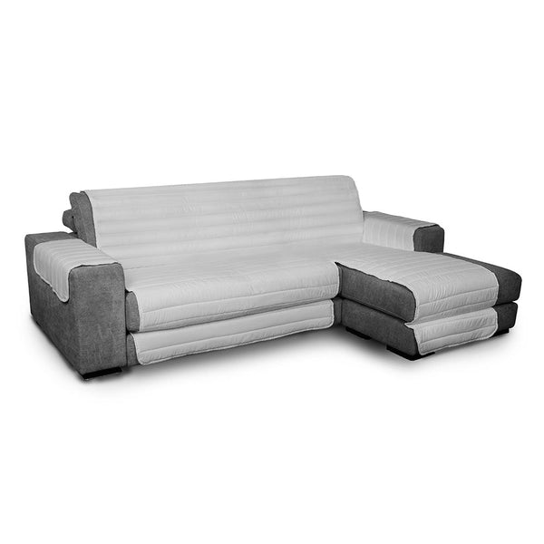 sconto Housse de canapé matelassée en microfibre avec péninsule droite gris clair
