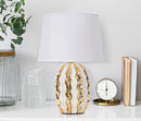 Lampada da Tavolo Glam Stary 33x48x33 cm in Ceramica Bianco/Oro