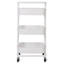 Carrello Trolley Cucina in Metallo 3 Ripiani 43x36x85 4 Ruote Salvaspazio Bianco