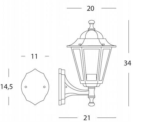 Lampada Applique in Alto Colore Nero per Esterno Linea Mini Esagonale Sovil