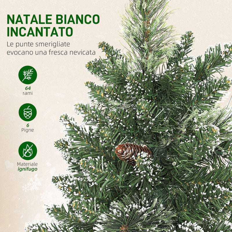 Albero di Natale Piccolo Innevato 60 cm  64 Rami e Pigne con 35 LED      