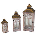 Set 3 Lanterne in Legno in Metallo naturale quadro