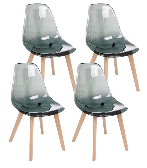 sconto Lot de 4 chaises 52x47x82h cm Easy Fumè