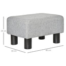 Pouf Poggiapiedi Imbottito 40x30x24 cm in Tessuto Effetto Lino Grigio