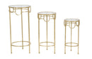 Porta Telefono Oro Set 3 Pz Ø33x70 -28x60-23x50 cm in Ferro e Vetro Oro