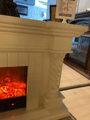 Camino Elettrico da Pavimento 70x180x33 cm Effetto Fiamma 1500W Frankfurt Long Bianco