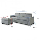 Divano Letto Derrick 234x148x84 cm in Tessuto Grigio scuro